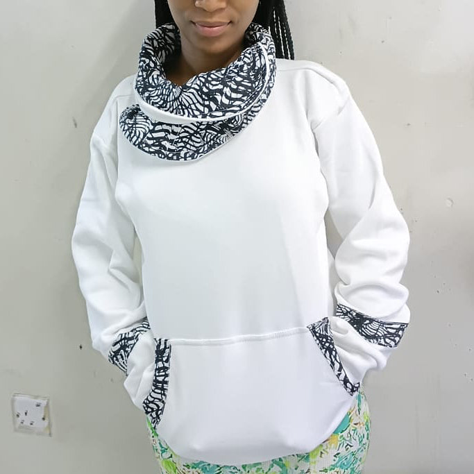 White with black prints Hoddies