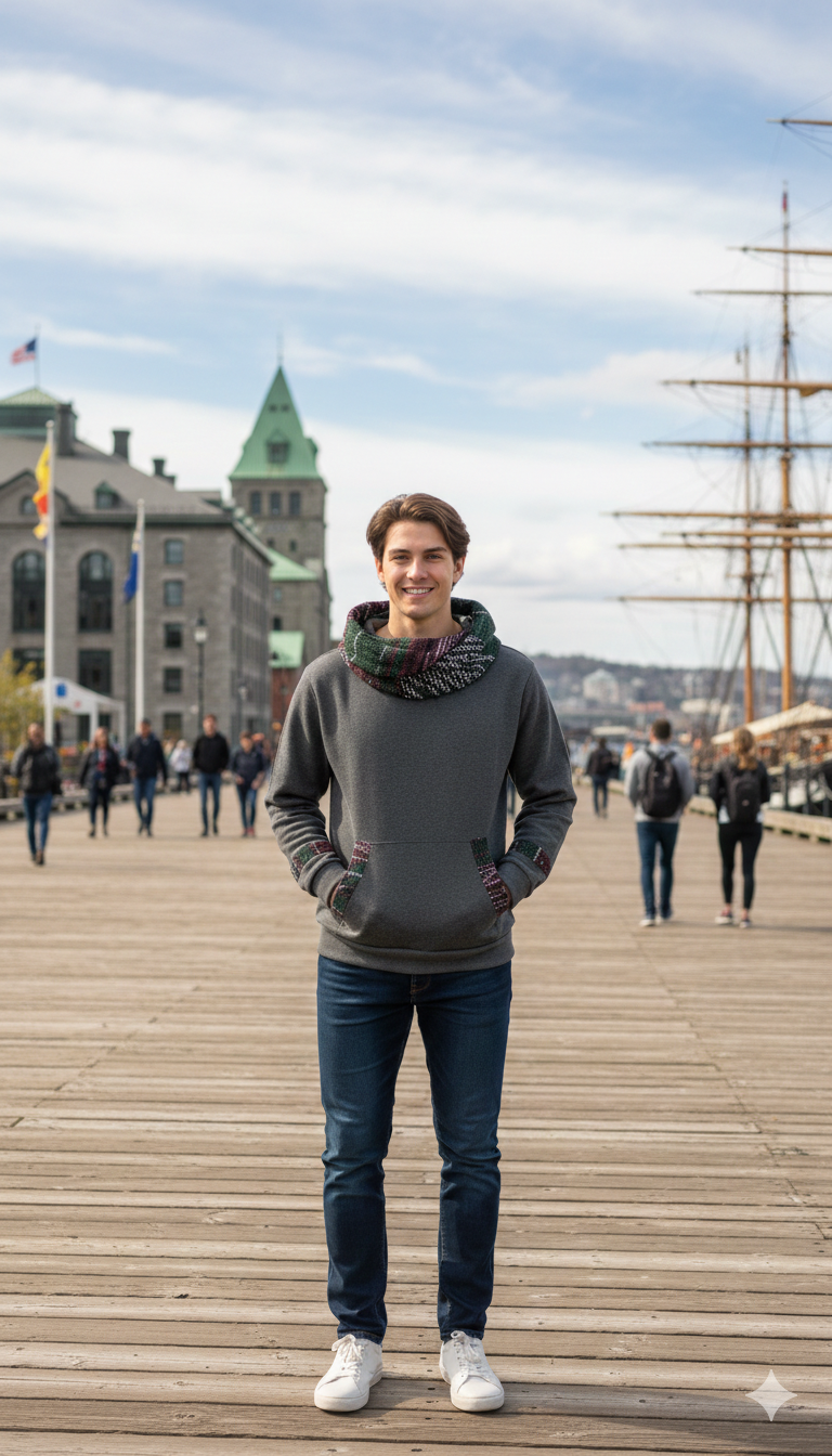 Charcoal grey cowl neck hoodie