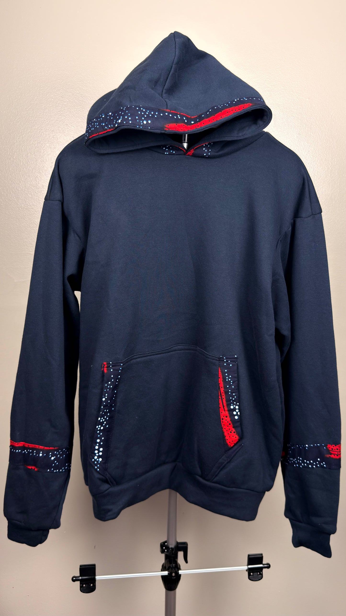 Navy blue Ankara hoodie