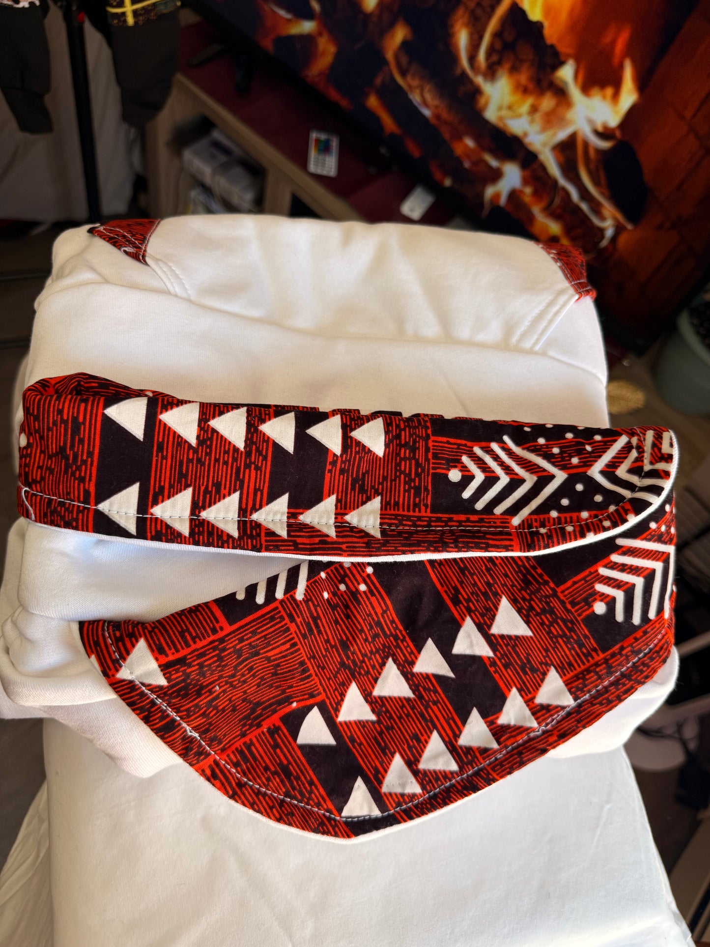 Ankara-style patterned cowl neck hoodie