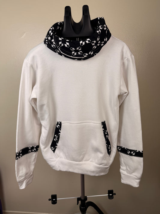 stylish white cowl neck pullover hoodie