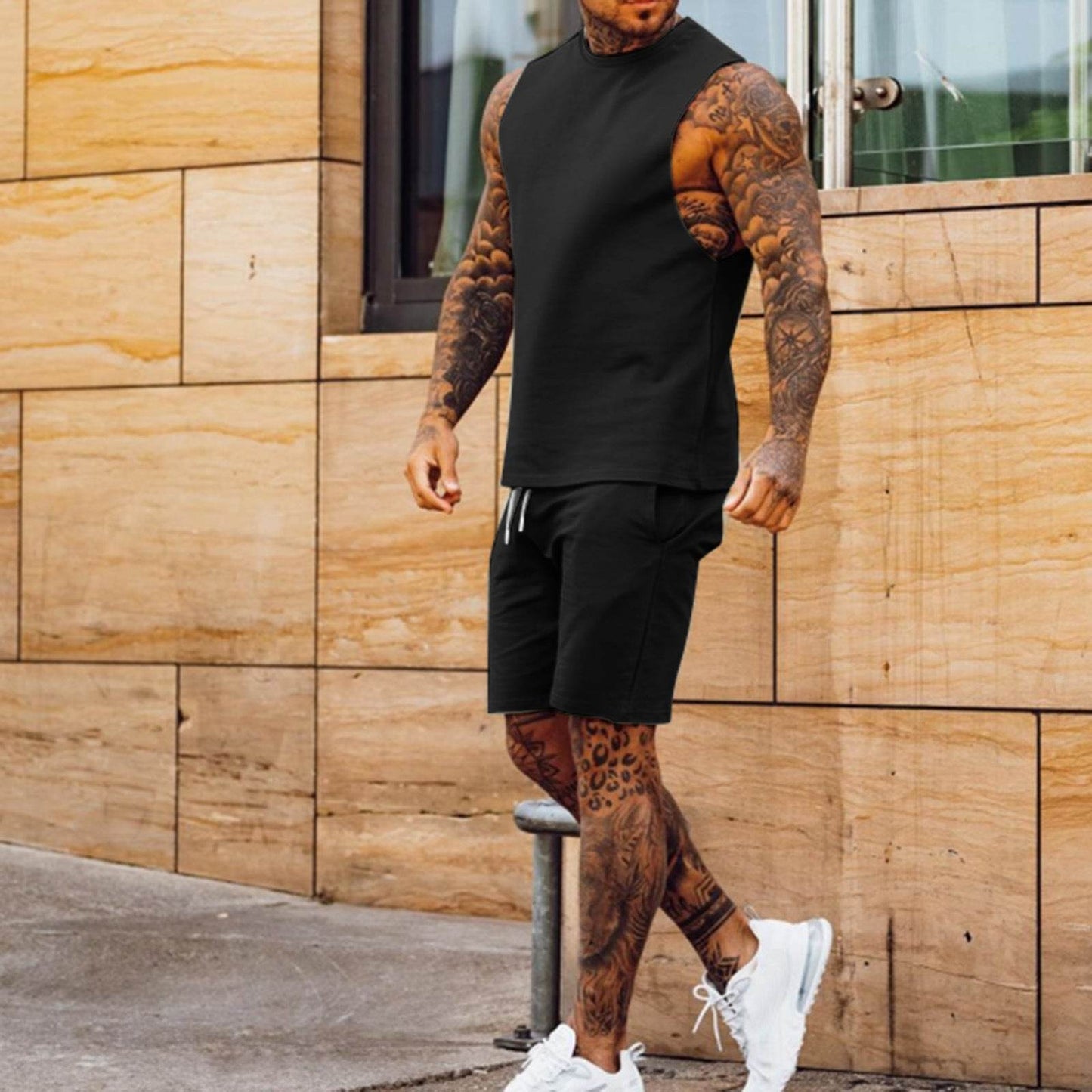 Men Summer 2pcs Sleeveless Athleisure wear Short Outfit set