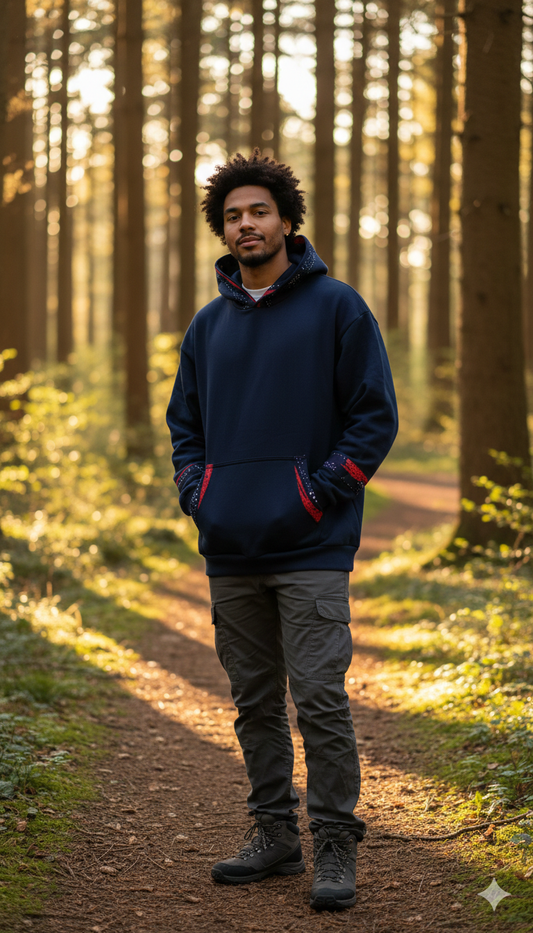 Navy blue Ankara hoodie