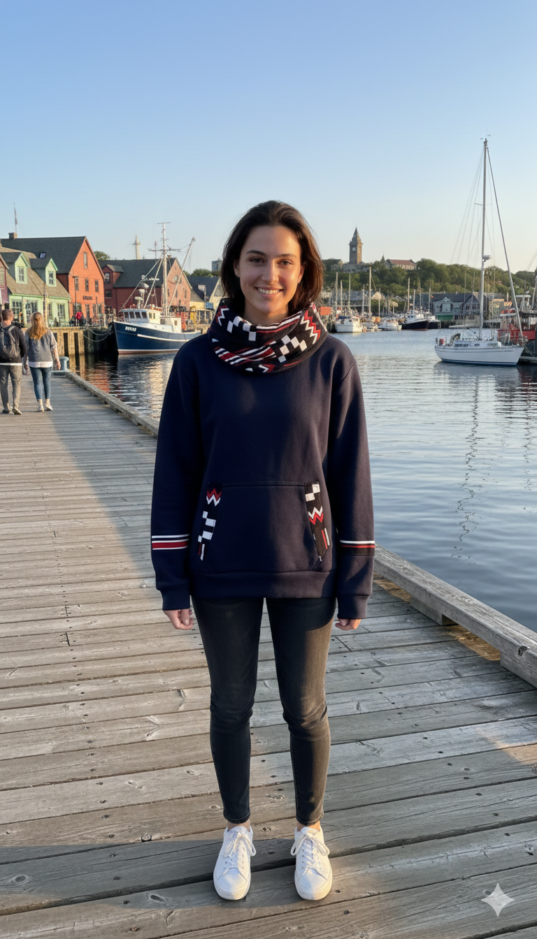 Navy blue cowl neck hoodie