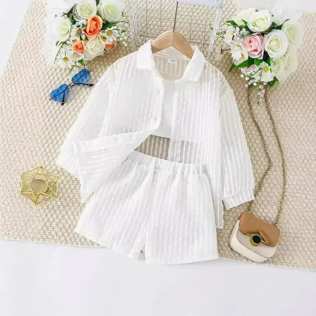 Summer White 3 pcs outfit set for newborn baby girl