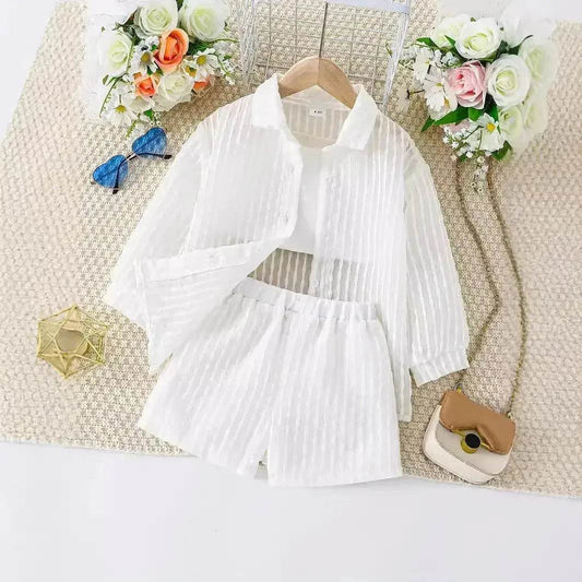 Summer White 3 pcs outfit set for newborn baby girl