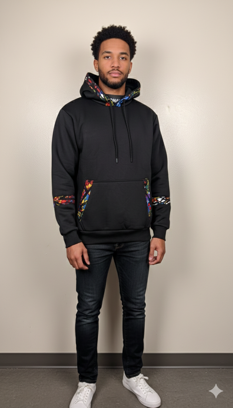 Black Hoodie with Afrcan unique prints