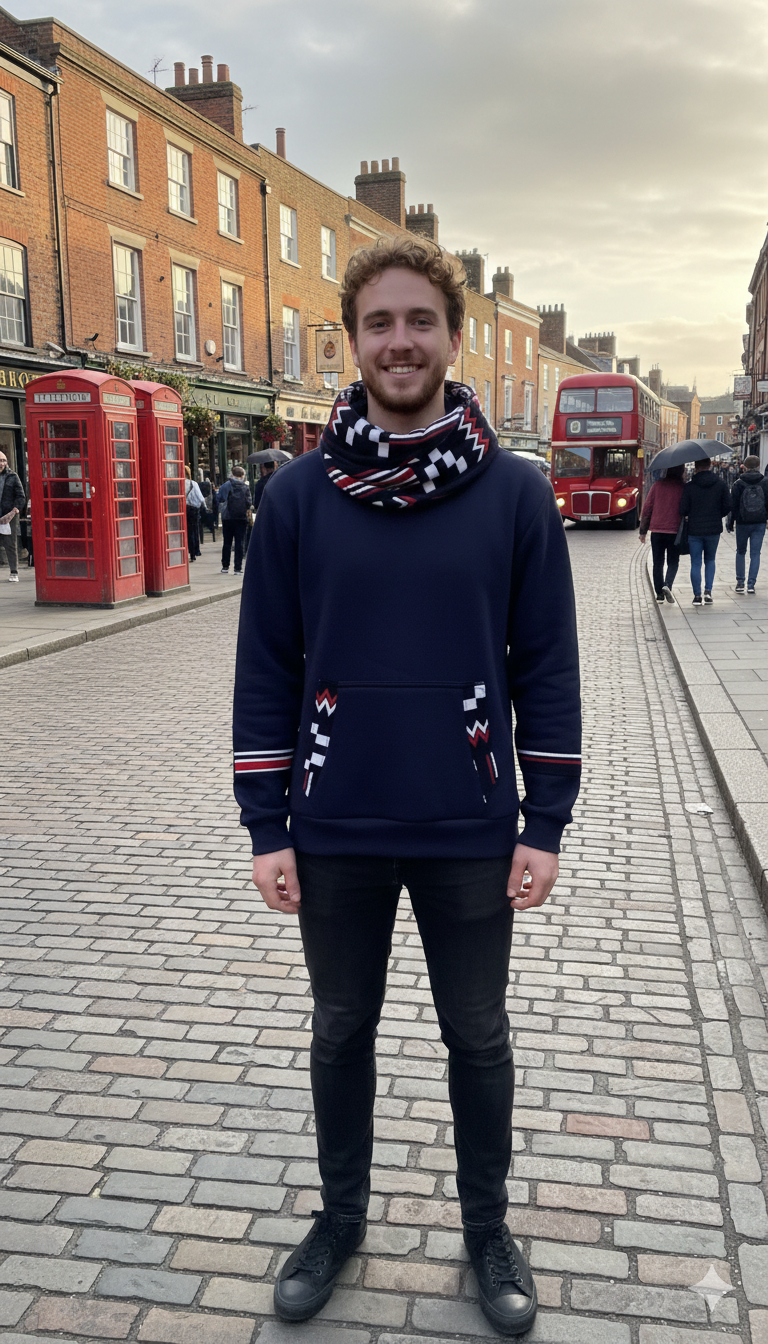 Navy blue cowl neck hoodie