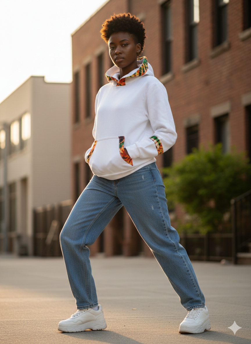 White everyday street wear hoodie