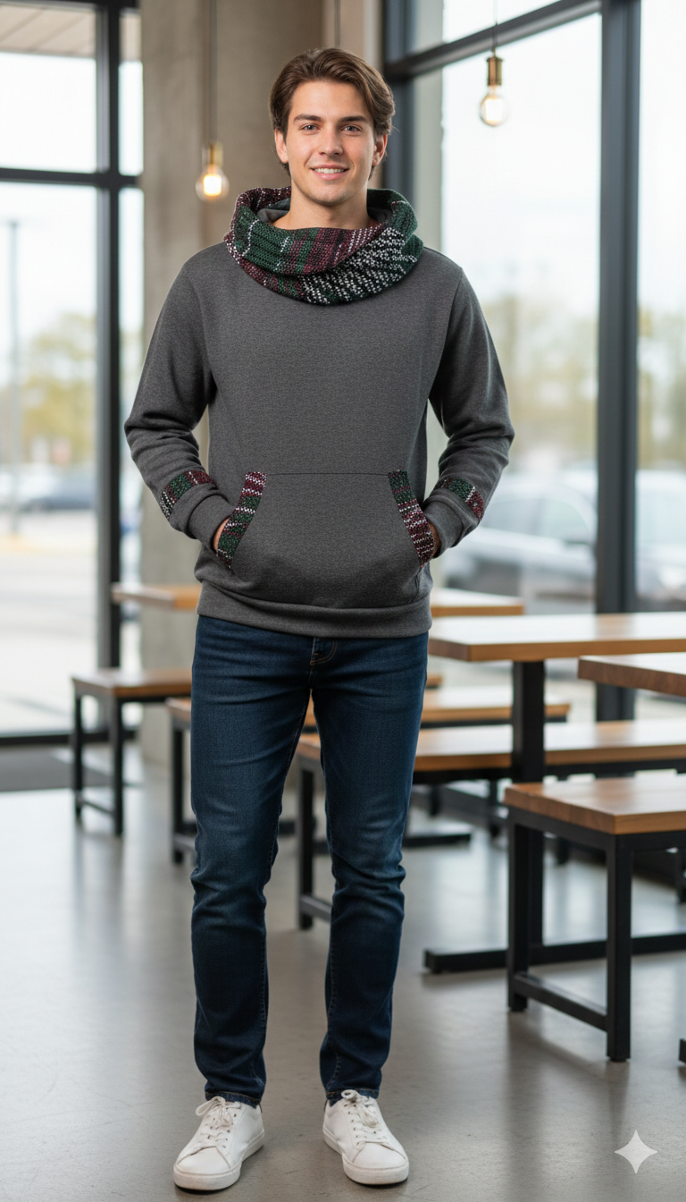 Charcoal grey cowl neck hoodie