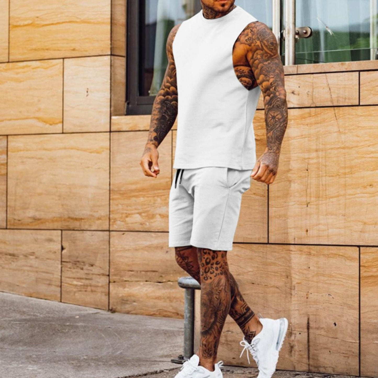 Men Summer 2pcs Sleeveless Athleisure wear Short Outfit set